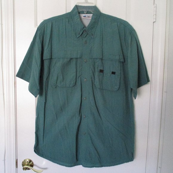 Against the Elements Mens S/S Emerald Green Nylon Vented Fishing Shirt - Size XL - Picture 2 of 3